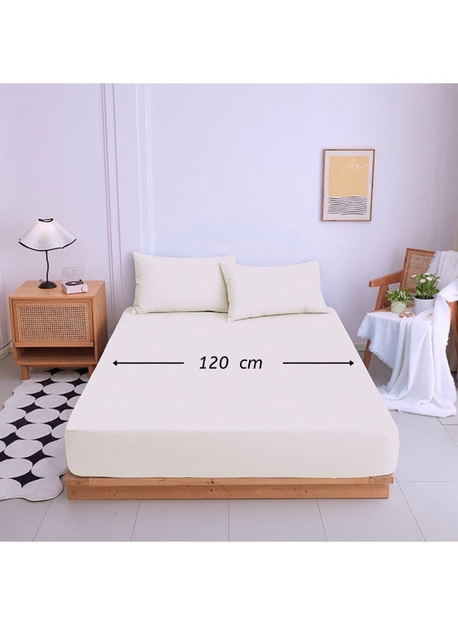 Deluxe Ivory White Comfy Fitted Bed Linen Set (3 Pieces) - 120 cm - Image 1